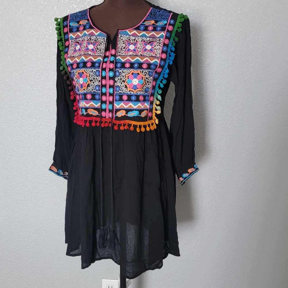 Colorful Embroidered Dress/Tunic/Cover Up